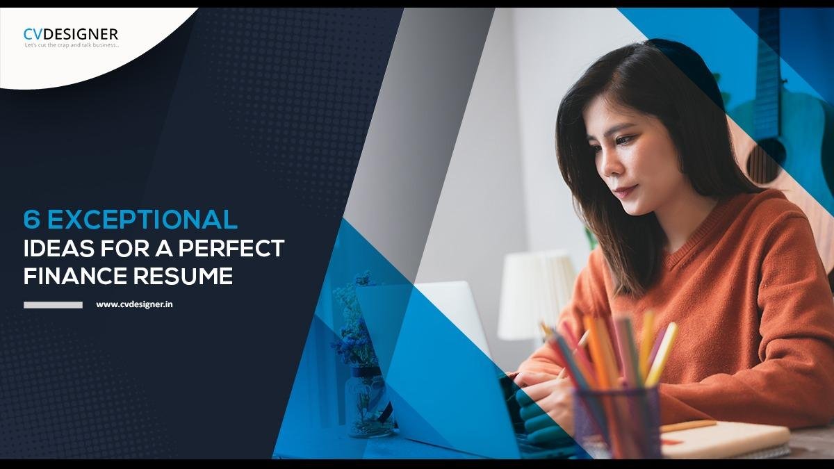 A graphic with text "6 Exceptional Ideas for a Perfect Finance Resume" and a website link.